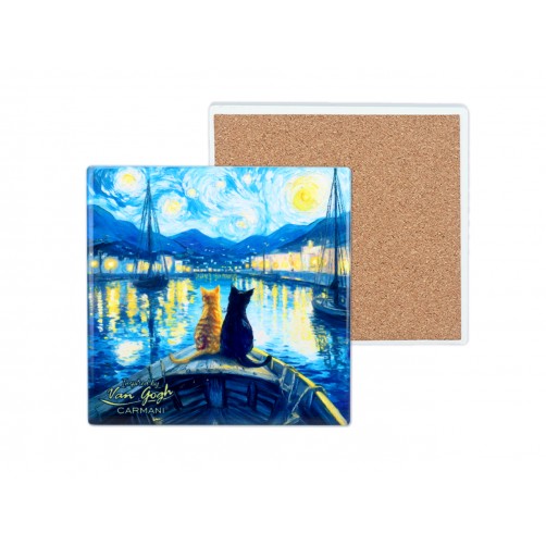 Kpl. 4 Podkładek ceramicznych - Inspirowane malarstwem V. van Gogh (CARMANI) 008-3110