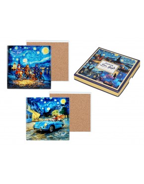 Kpl. 4 Podkładek ceramicznych - Inspirowane malarstwem V. van Gogh (mix 2 wzorów)(CARMANI) 008-3180