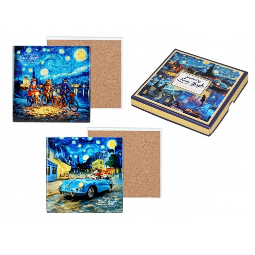 Kpl. 4 Podkładek ceramicznych - Inspirowane malarstwem V. van Gogh (mix 2 wzorów)(CARMANI) 008-3180