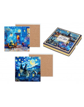 Kpl. 4 Podkładek ceramicznych - Inspirowane malarstwem V. van Gogh (mix 2 wzorów)(CARMANI) 008-3181