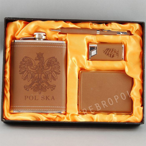 Zestaw piersiówka+papierośnica+zapalniczka+długopis 6.8008 Zestaw piersiówka+papierośnica+zapalniczka+długopis 6.8008