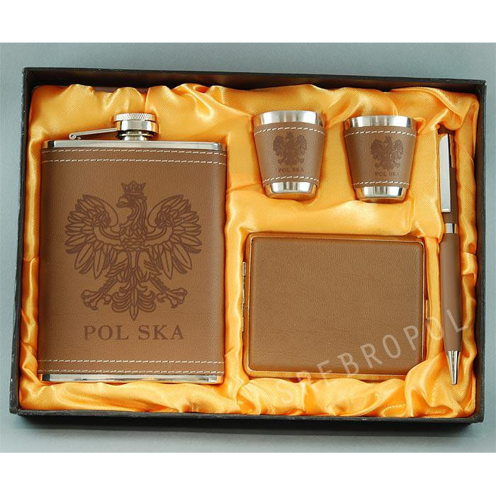 Zestaw piersiówka+papierośnica+kieliszki+długopis 6.8010