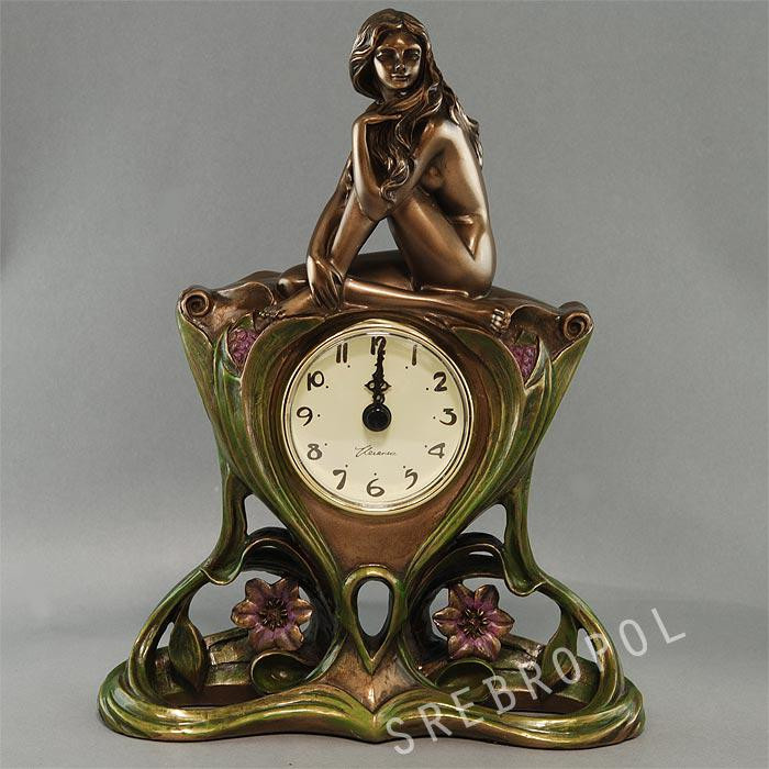 Secesyjny zegar z siedzącą kobietą AN10021A4
