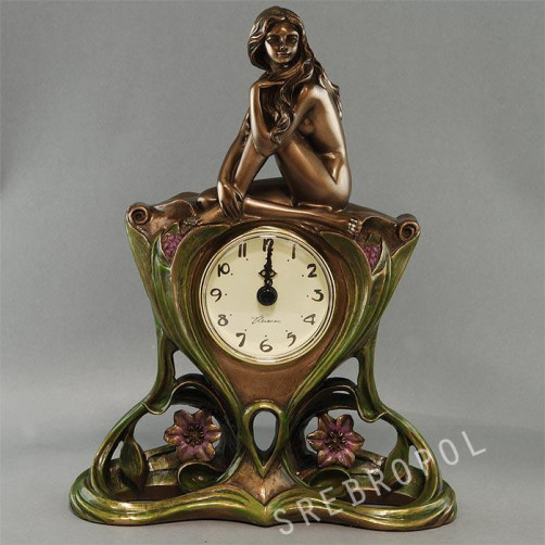 Secesyjny zegar z siedzącą kobietą AN10021A4