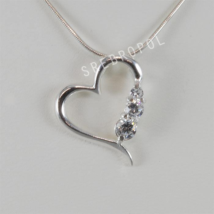 Zawieszka srebrna serce z cyrkoniami B 1.9g