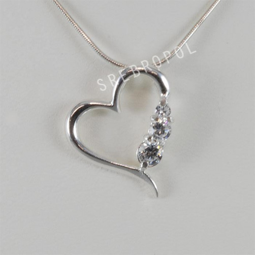 Zawieszka srebrna serce z cyrkoniami B 1.9g