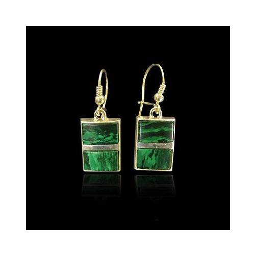 Kolczyki srebrne z malachitem SK 6.5g