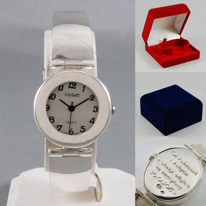 Zegarek srebrny damski na bransolecie Violett 17