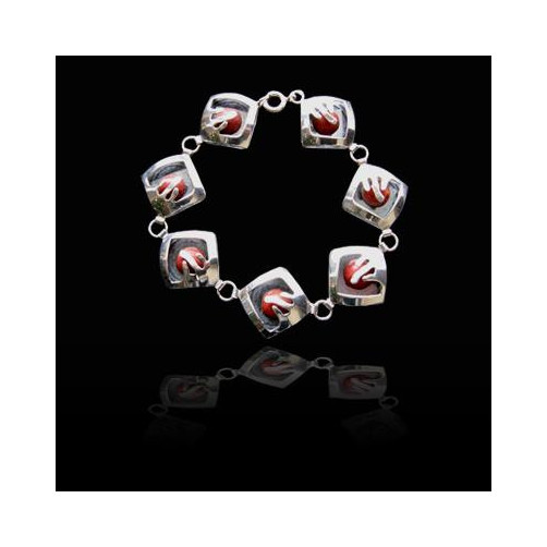 Bransoletka srebrna z koralowcem B-11 KA 74/0