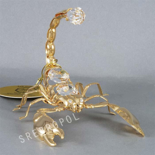 Złota figurka skorpion z kryształkami swarovskiego 122-0012