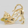 Złota figurka kotek z kryształkami swarovskiego 122-0155