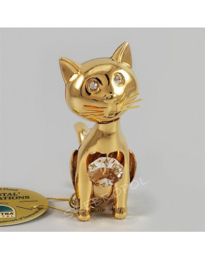 Złota figurka kotek z kryształkami swarovskiego 122-0214
