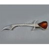Srebrny nożyk do kopert z bursztynem NOZ MC168/0