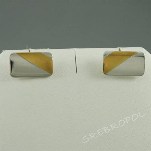 Srebrne spinki do mankietów ze złotym paskiem S-M ML48/5 M3