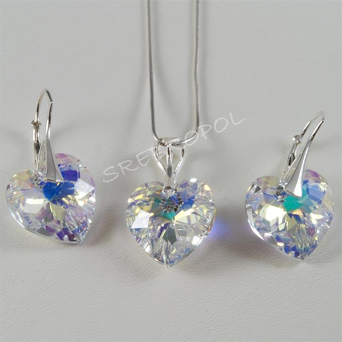 Serca z kryształkami swarovskiego - CRYSTAL AB 18.0 mm
