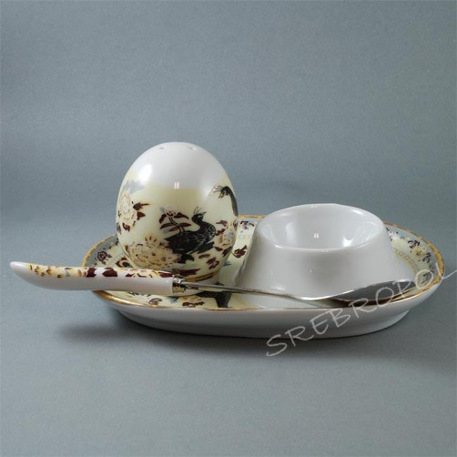 Podstawka pod jajko z solniczką - porcelana japońska Pawie FIL145K