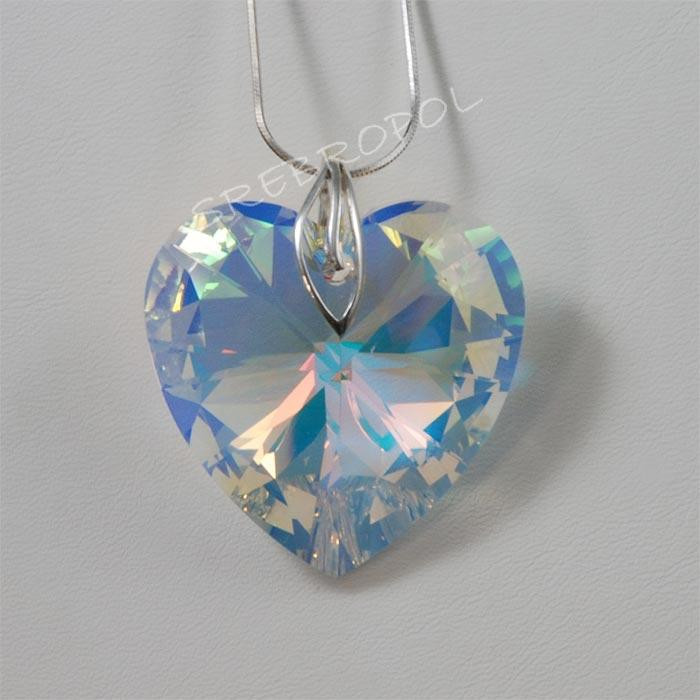 Serce z kryształkiem swarovskiego - CRYSTAL AB 40.0 mm