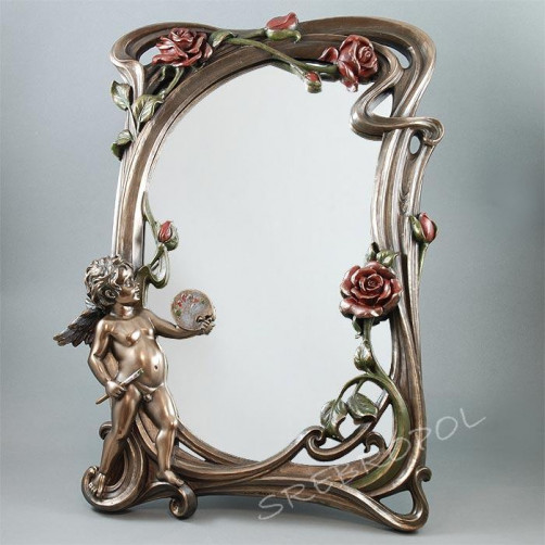 Secesyjne lusterko z aniołkiem AN10353A4