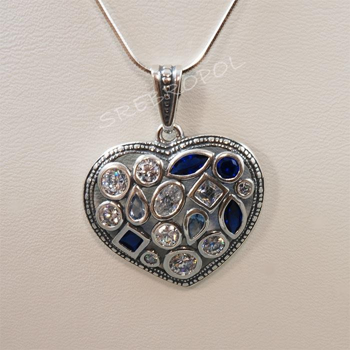 Zawieszka srebrna serce z cyrkoniami SE 6.2g