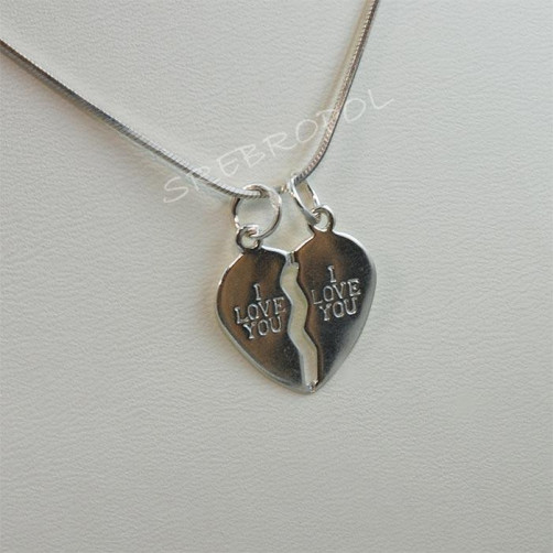 Wisiorek srebrny serce I LOVE YOU