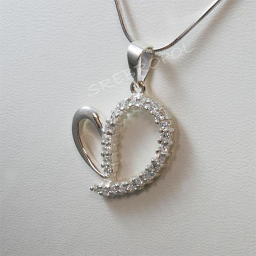 Zawieszka srebrna serce z cyrkoniami W-794 PU30/5