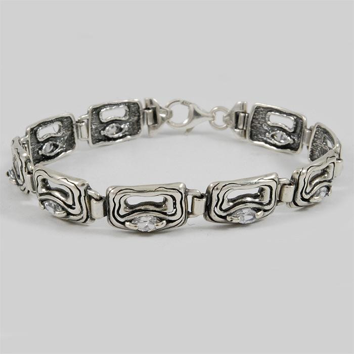 Bransoletka srebrna z cyrkoniami SA 430 17.8g