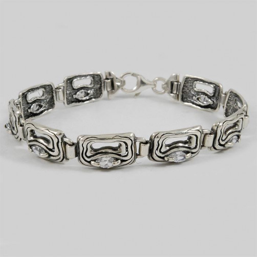 Bransoletka srebrna z cyrkoniami SA 430 17.8g