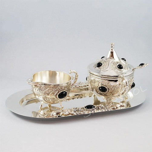 Komplet posrebrzany cukiernica i mlecznik 466-7210