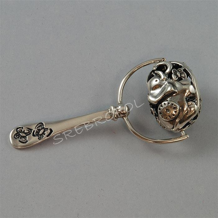 Grzechotka srebrna ze słonikami G-7 ML 93/5