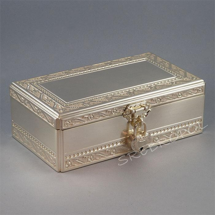 Posrebrzana kasetka, szkatułka na biżuterię 461-4331