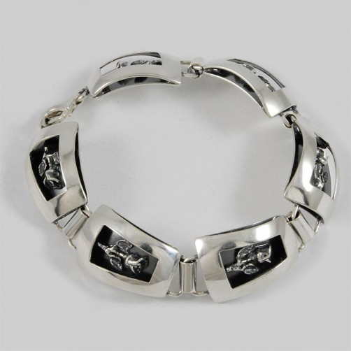 Bransoletka srebrna z różyczkami B LT 118/5 22.4g