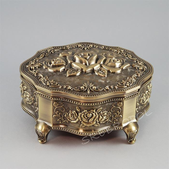 Szkatułka mosiądzowana z lusterkiem 461-4748