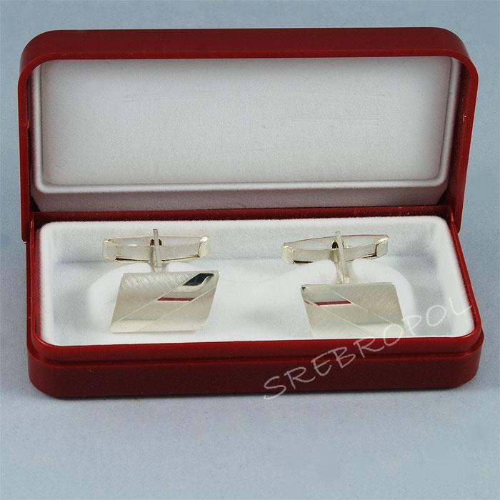 Srebrne spinki do mankietów połysk-mat S-M ML48/5 M4