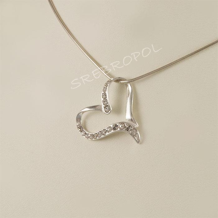 Wisiorek srebrny serce z cyrkoniami W TU 13/0