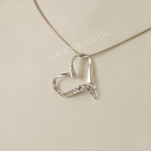 Wisiorek srebrny serce z cyrkoniami W TU 13/0