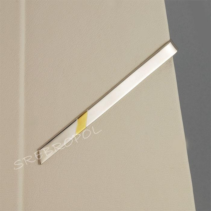 Srebrna spinka do krawata ze zlotym paskiem S-K 27/0 S2