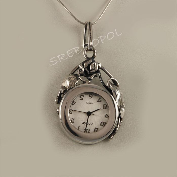 Zegarek srebrny  damski na łańcuszek Violett 43