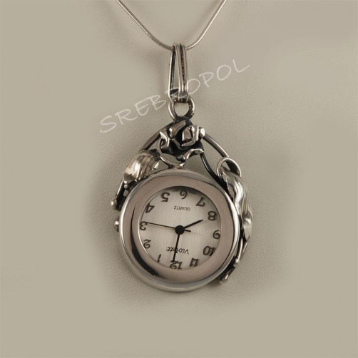 Zegarek srebrny  damski na łańcuszek Violett 43