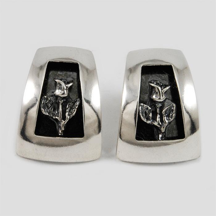 Kolczyki srebrne z różyczką SA 550 6.4g