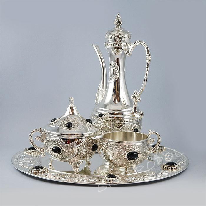 Komplet posrebrzany dzbanek, cukiernica i mlecznik 466-7213