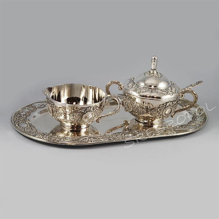 Komplet posrebrzany cukiernica i mlecznik SO.8801