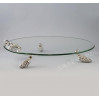 Patera szklana, okrągła z elementami posrebrzanymi 485-8007