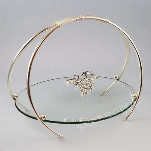 Patera szklana, owalna z elementami posrebrzanymi 485-8043