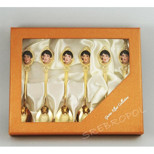 Komplet 6 łyżeczek złoconych Pani Adela 115-8146
