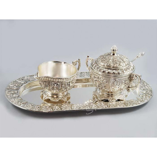 Komplet posrebrzany cukiernica i mlecznik 466-7215