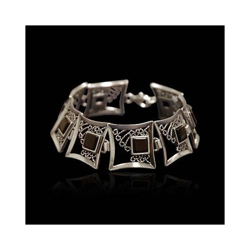 Bransoletka srebrna z onyxem B-13 BA 93/5 21.9g