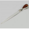Srebrny nożyk do kopert z bursztynem NÓŻ 185/0 N8