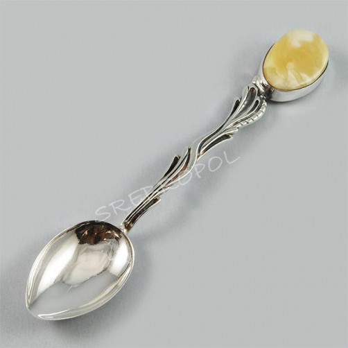 Łyżeczka srebrna z bursztynem ŁYŻ-1 129/0