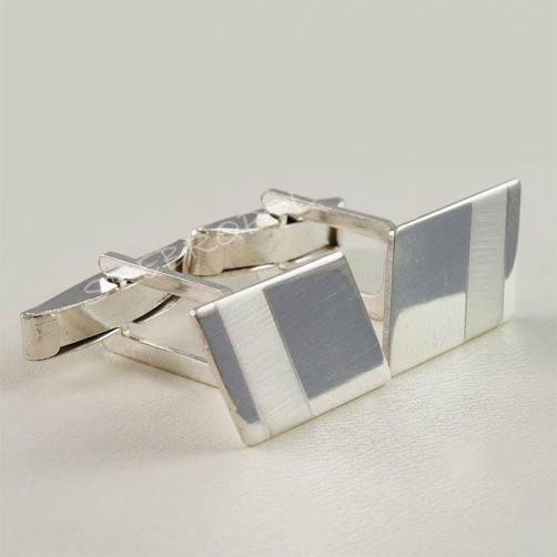 Srebrne spinki do mankietów połysk-mat S7-P 45/0