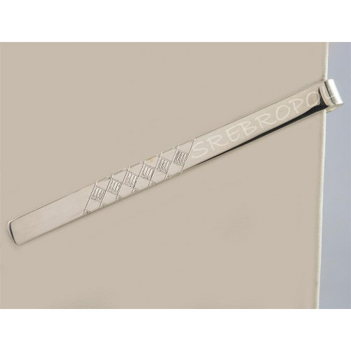 Srebrna spinka do krawata z grawerowanym wzorkiem S5-K29/0